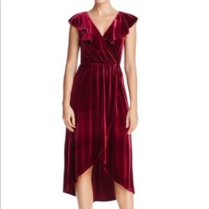 Aqua velvet burgundy wrap dress. New with tags. Small